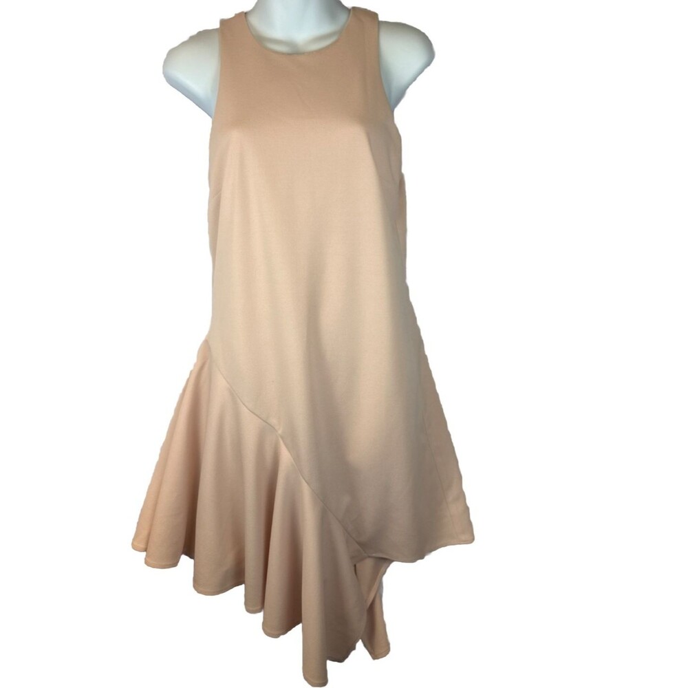 Hutch Blush Pink Asymmetrical Wedding Guest Midi Dress XS Sleeveless Stretch